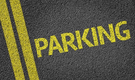 Parking written on the road