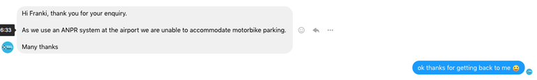 No motorbike parking at Prestwick Airport