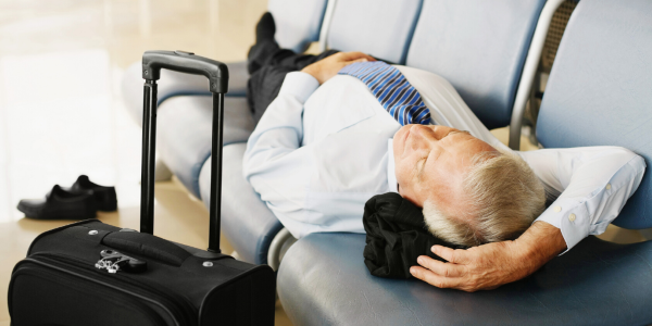 sleeping in at an airport