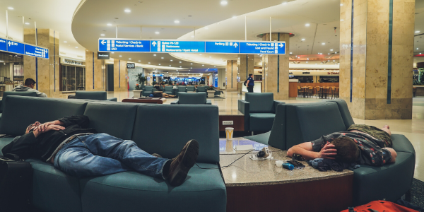 sleeping in airport