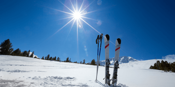 ski equipment in the sun