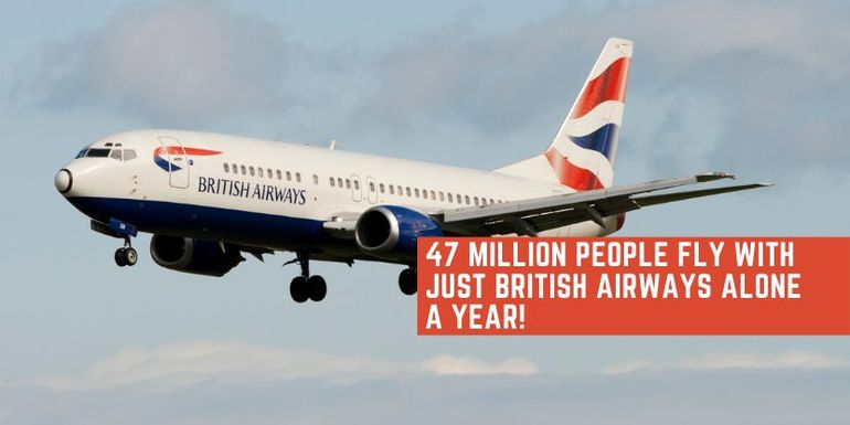 British airways plane flying