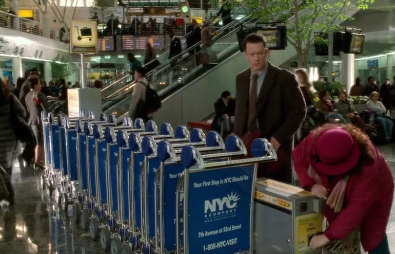 This poor man is temporarily living in the airport!
