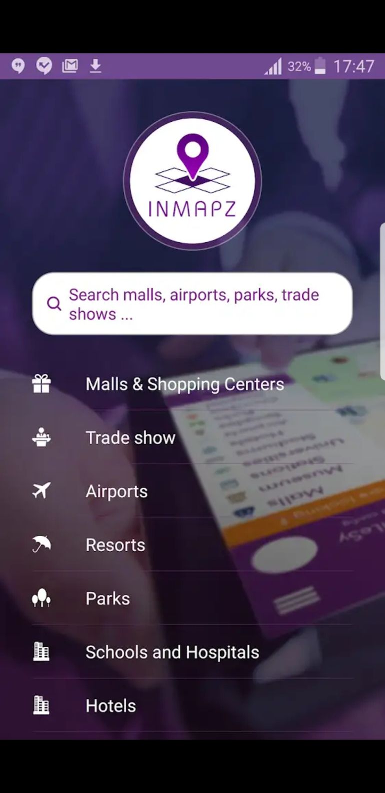 inmapz screenshot of naviagtion bar