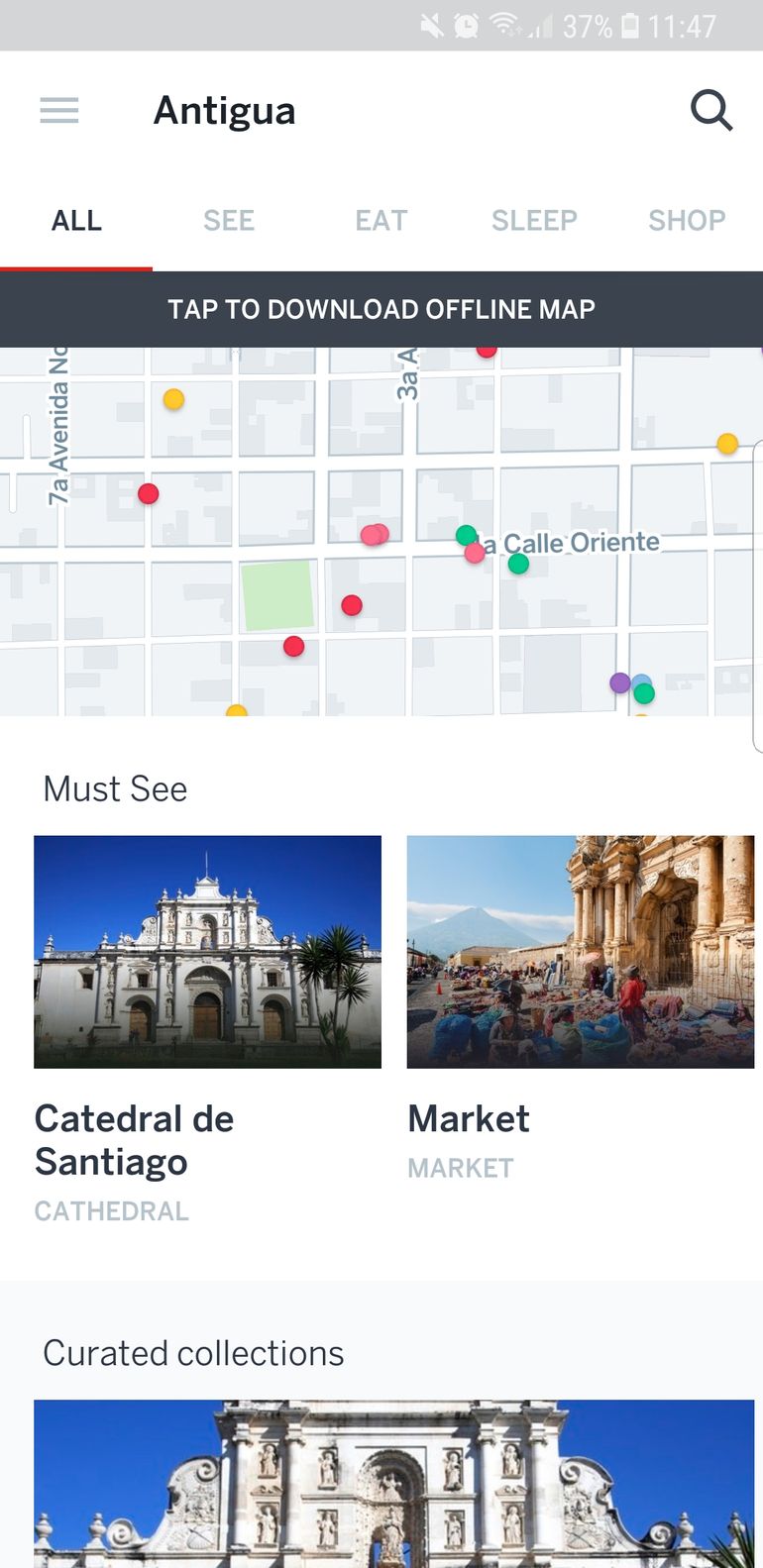 city guide and map from the lonely planet app